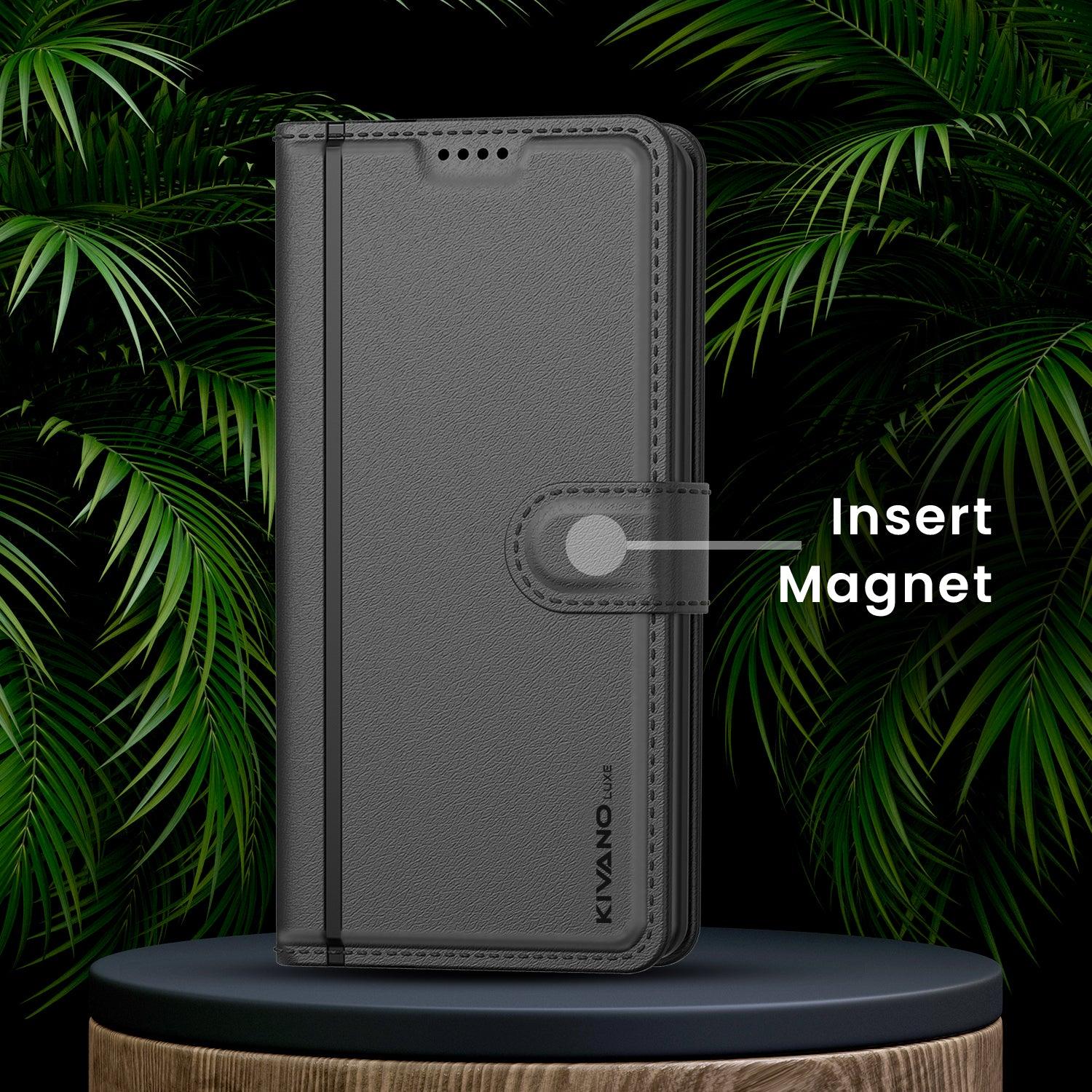 Leather Wallet Case for Motorola edge 50 fusion ?Stylish Flip Folio Cover with Card Holder, Stand -KIVANO LUXE - Aibex